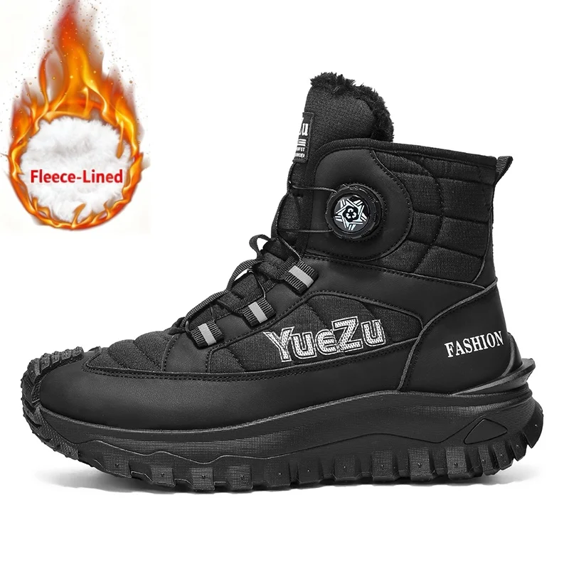 Black fur-lined winter men's snow boots with rotating fasteners - stylish fluffy cold-weather footwear
Black fur-lined winter men's snow boots with rotating fasteners - stylish fluffy cold-weather footwear