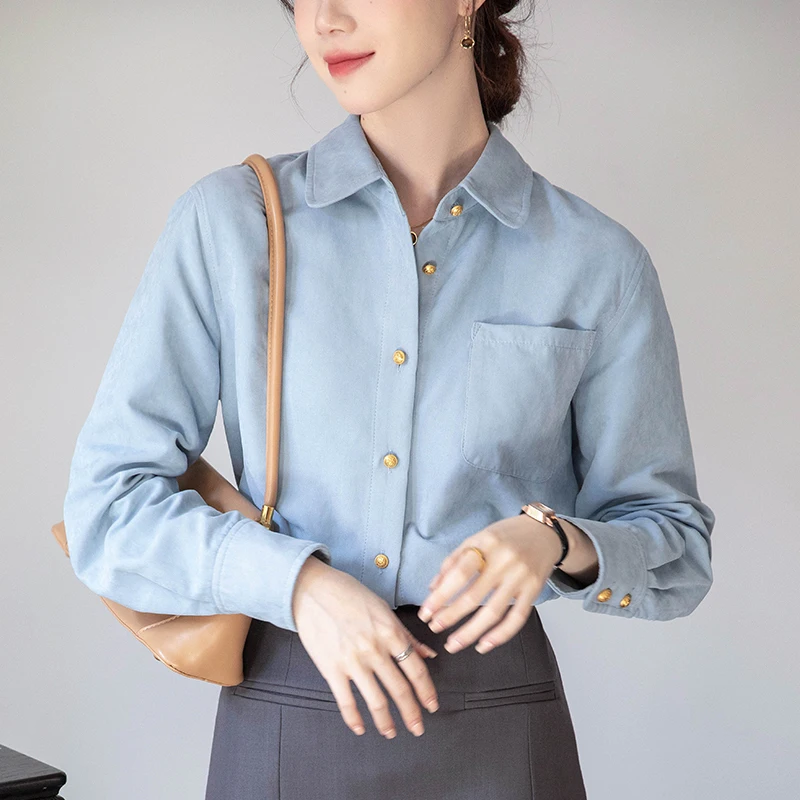 Spring New Button Blouse Long Sleeve Solid Color Loose All-match Shirt Tops Fashion Office Women Clothing
Spring New Button Blouse Long Sleeve Solid Color Loose All-match Shirt Tops Fashion Office Women Clothing