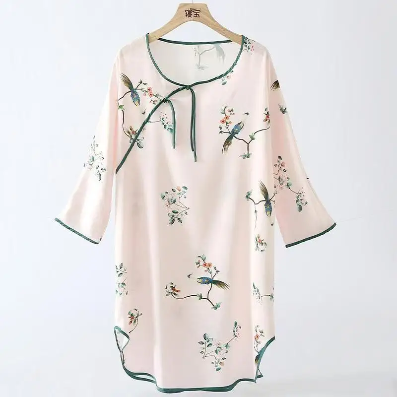 2025 Summer Style Ice Silk Nightdress Women's Seven-quarter Sleeve Pajamas Suitable For 40 kg -150 kg Silky Cool Home Nightgown
2025 Summer Style Ice Silk Nightdress Women's Seven-quarter Sleeve Pajamas Suitable For 40 kg -150 kg Silky Cool Home Nightgown