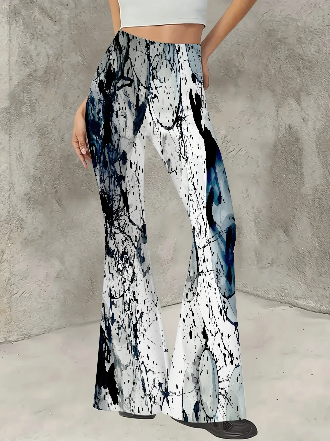 Women's Flared Pants Abstract Ink Splatter Print Trousers Stretchy Casual Bell Bottoms for Streetwear
Women's Flared Pants Abstract Ink Splatter Print Trousers Stretchy Casual Bell Bottoms for Streetwear