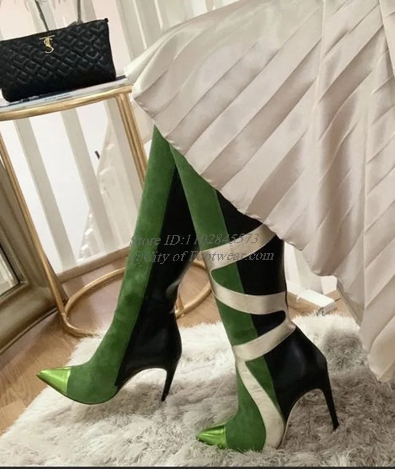 Mixed Colors Suede Leather Knee High Boots Colorful Pointed Toe High Heels Women's Long Boot Luxury Designer Sexy Party Shoes
Mixed Colors Suede Leather Knee High Boots Colorful Pointed Toe High Heels Women's Long Boot Luxury Designer Sexy Party Shoes