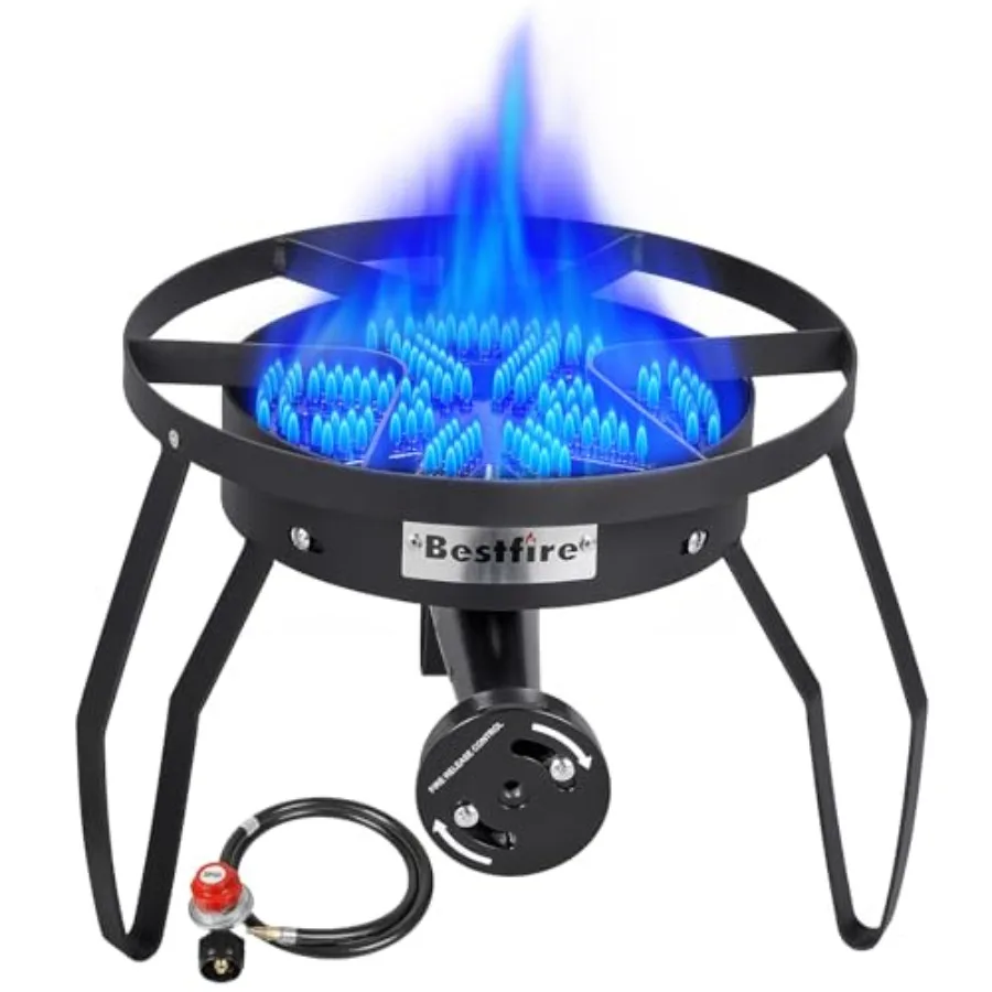 Portable propane gas stove for frying, camping, and home brewing; stainless steel; black; 40, 000 BTU, high-pressure 0-60 PSI a
Portable propane gas stove for frying, camping, and home brewing; stainless steel; black; 40, 000 BTU, high-pressure 0-60 PSI a