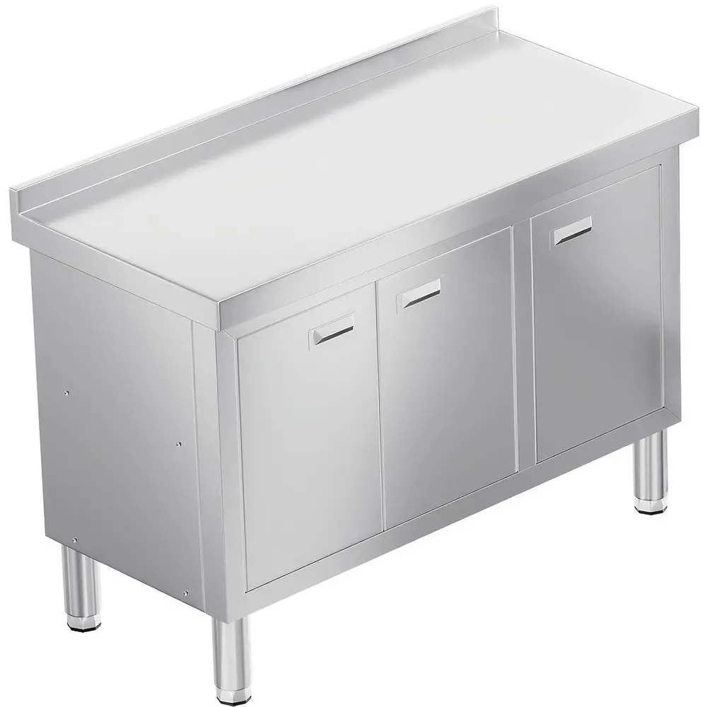 47" x 21" StainlSteel Prep Table with Cabinet, Commercial Kitchen Table or Prep & Work, Heavy Duty Work Table with 3 Door Kitche
47" x 21" StainlSteel Prep Table with Cabinet, Commercial Kitchen Table or Prep & Work, Heavy Duty Work Table with 3 Door Kitche