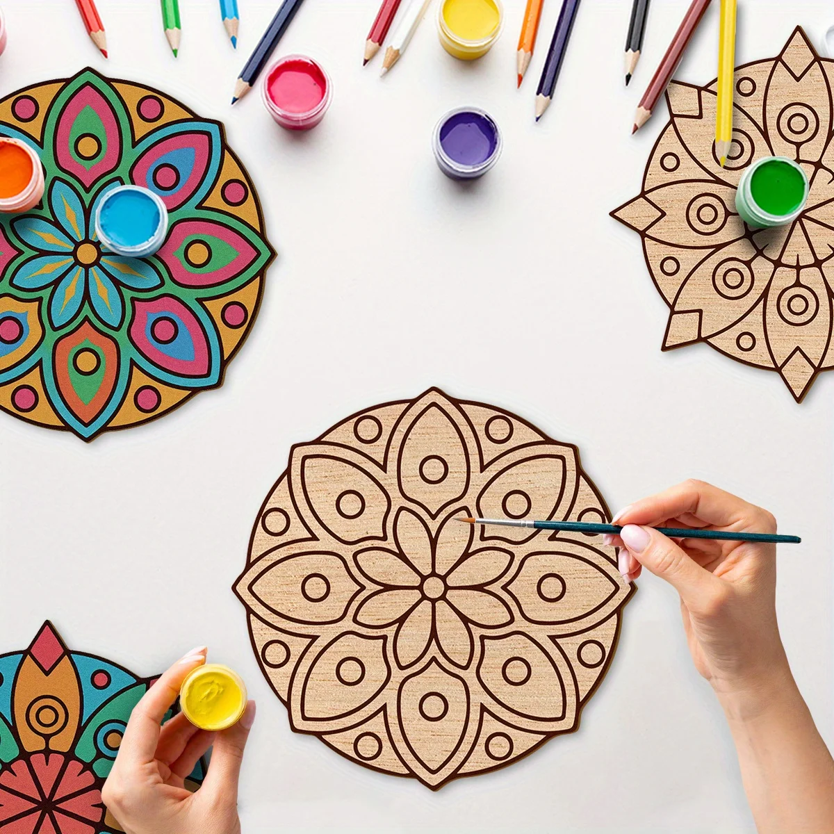 8pcs Unfinished Mandala Coloring Kits with Stickers Wood Mandala Templates with Mandala Patterns,Pre-Cut Lines for Easy Coloring
8pcs Unfinished Mandala Coloring Kits with Stickers Wood Mandala Templates with Mandala Patterns,Pre-Cut Lines for Easy Coloring