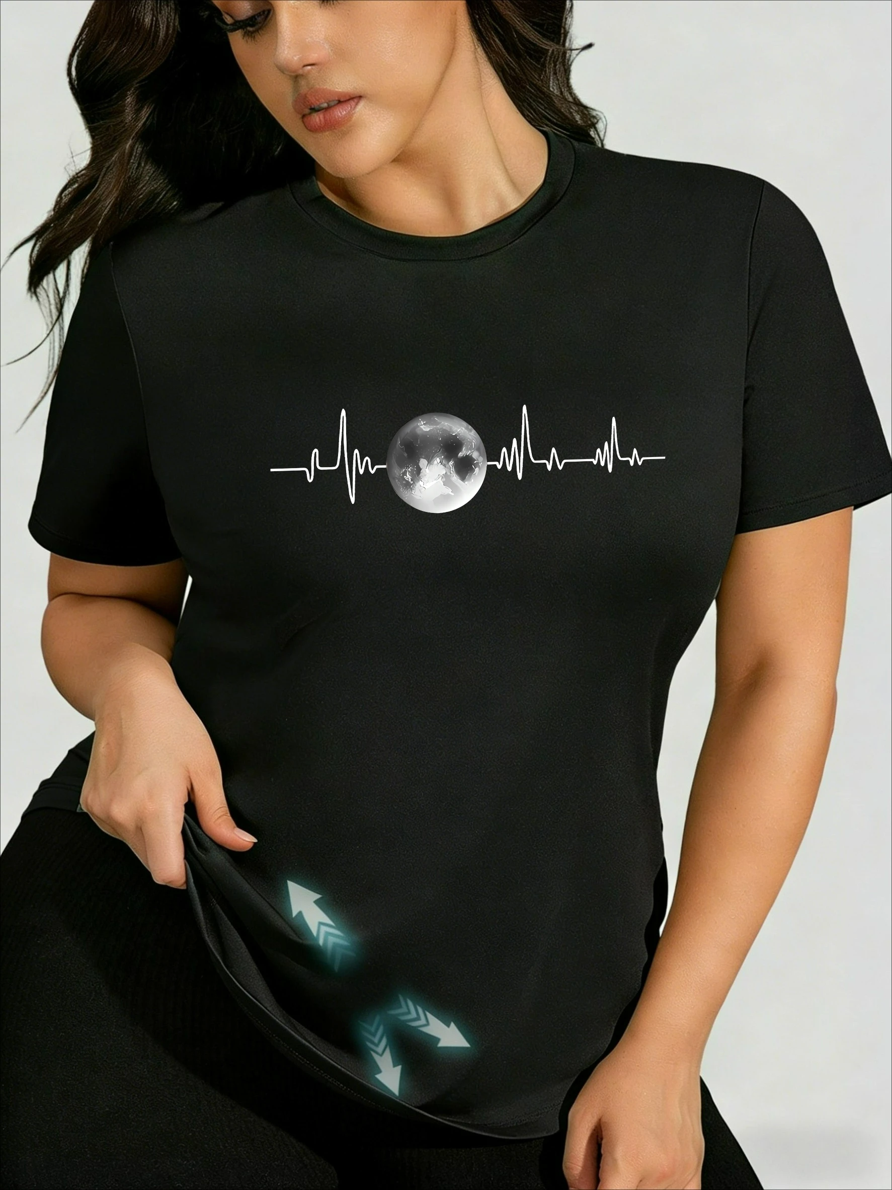 Футболка больших размеров с принтом Sweet Cool Moon Electrocardiogram, облегающая, с коротким рукавом, в стиле Y2K и с кибер-атмосферой.
Футболка больших размеров с принтом Sweet Cool Moon Electrocardiogram, облегающая, с коротким рукавом, в стиле Y2K и с кибер-атмосферой.