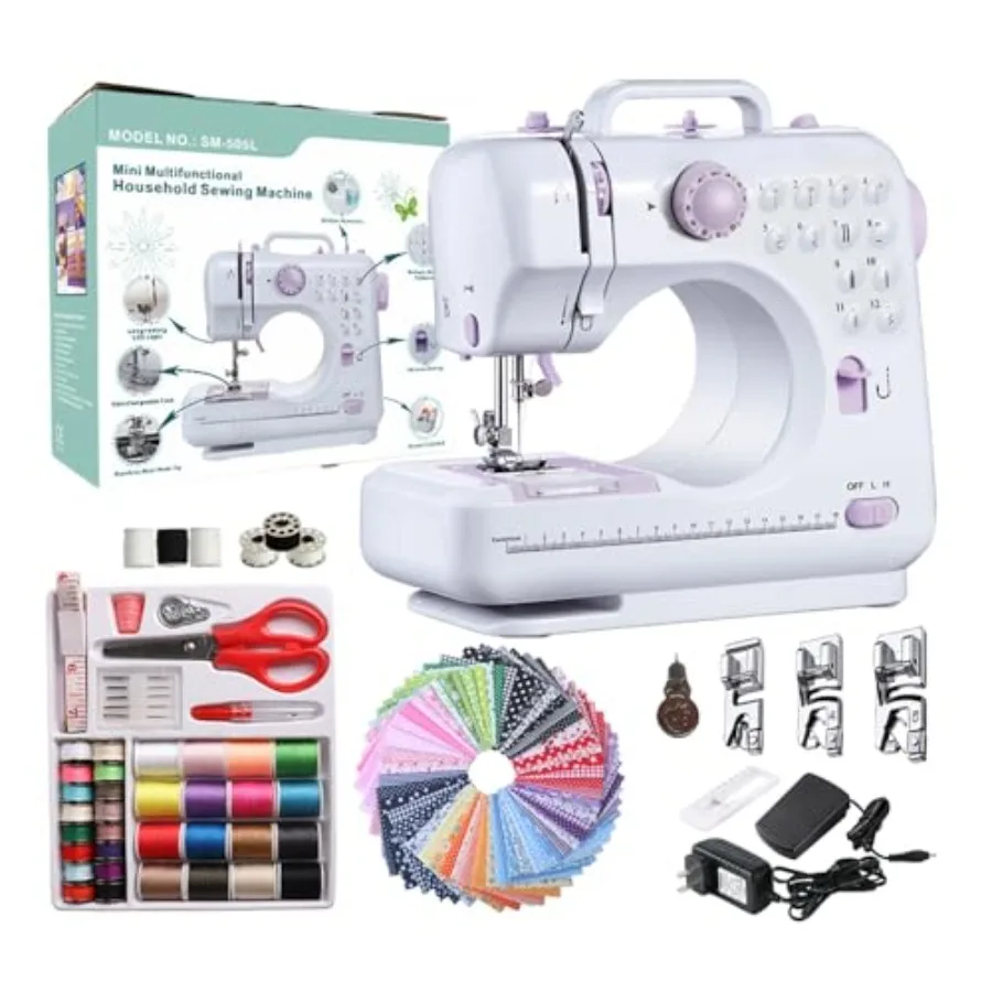 Sewing Machine for Beginners with 50 Pcs Fabric and 32 Pcs Sewing Threads Kit Portable Mini Electric Sewing Machine 12 Built-in
Sewing Machine for Beginners with 50 Pcs Fabric and 32 Pcs Sewing Threads Kit Portable Mini Electric Sewing Machine 12 Built-in