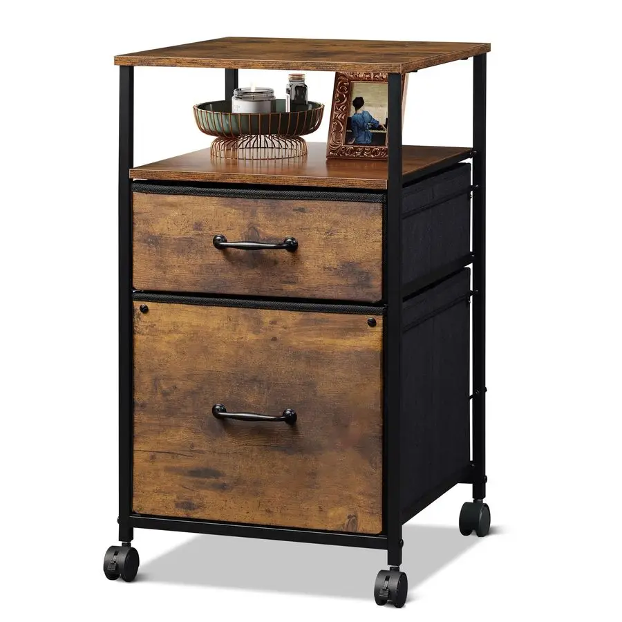 2 Drawer Mobile File Cabinet, Rolling Printer Stand with Open Storage Shelf, Fabric Vertical Filing Cabinet fits A4 or Letter Si
2 Drawer Mobile File Cabinet, Rolling Printer Stand with Open Storage Shelf, Fabric Vertical Filing Cabinet fits A4 or Letter Si