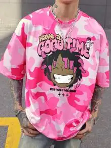 2025 best-selling new men's summer pink camouflage print oversized hip-hop camouflage cartoon pattern round neck T-shirt.
2025 best-selling new men's summer pink camouflage print oversized hip-hop camouflage cartoon pattern round neck T-shirt.