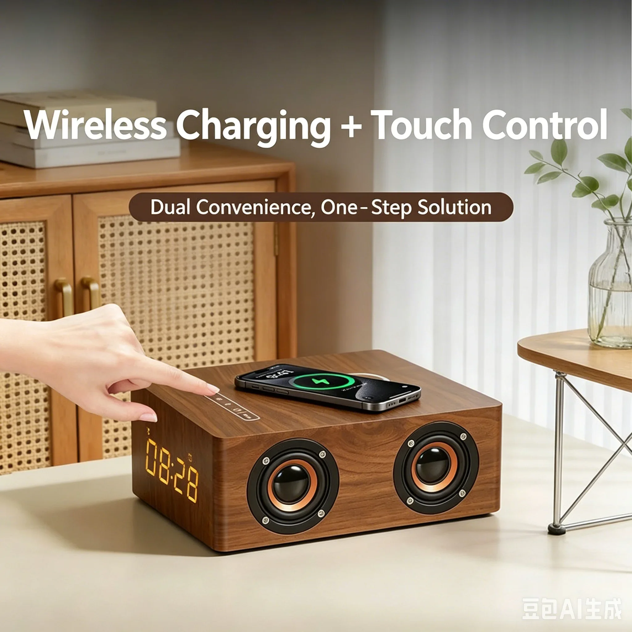 Vintage Wood Wireless Bluetooth Speakers with Qi Charging Pad,2.0 Channel Stereo, Clock, Support TF Card/USB/AUX for Home Party
Vintage Wood Wireless Bluetooth Speakers with Qi Charging Pad,2.0 Channel Stereo, Clock, Support TF Card/USB/AUX for Home Party
