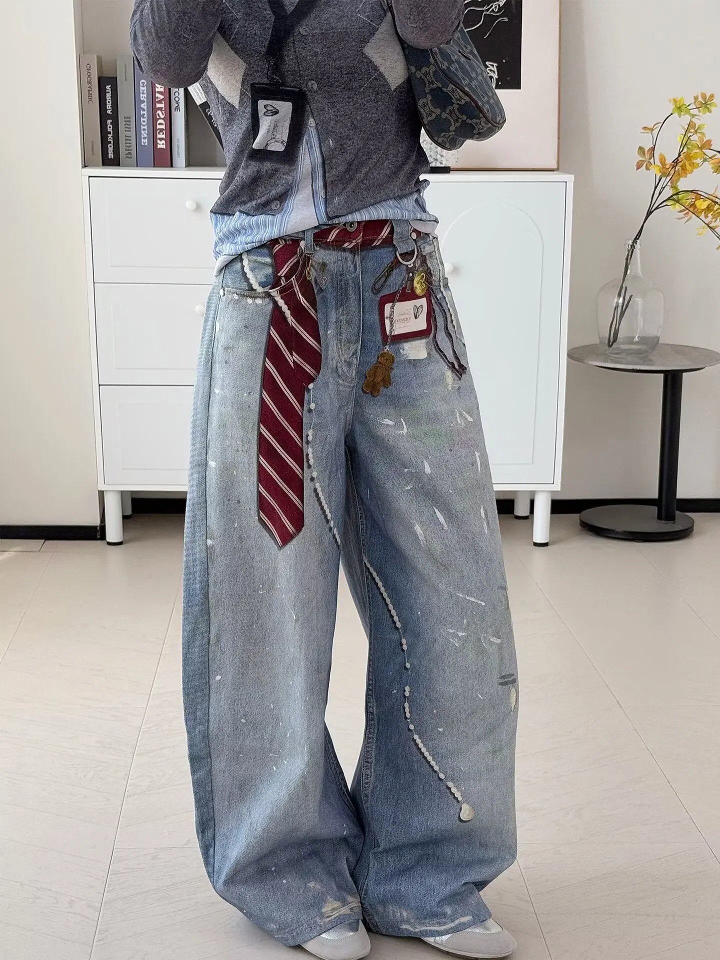 3D printed American high street retro wide leg jeans washed and worn straight tube Harajuku fashionable jeans for women loose
3D printed American high street retro wide leg jeans washed and worn straight tube Harajuku fashionable jeans for women loose