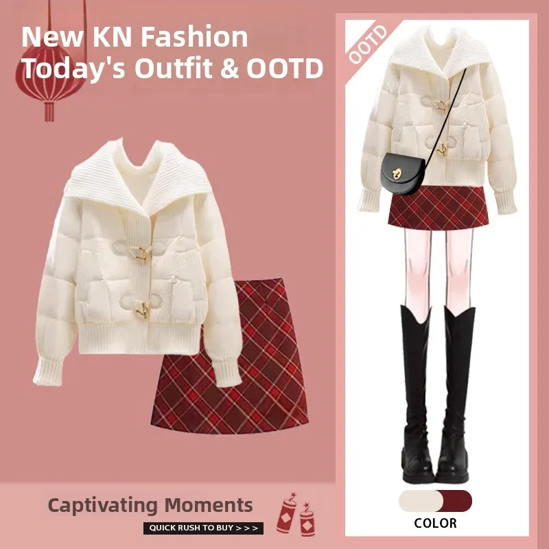 New Year 2025 Women's Faion Cotton Jaet Coat Set with Vintage Plaid Skirt Two-Piece Ensemble Autumn Winter Outfit
New Year 2025 Women's Faion Cotton Jaet Coat Set with Vintage Plaid Skirt Two-Piece Ensemble Autumn Winter Outfit