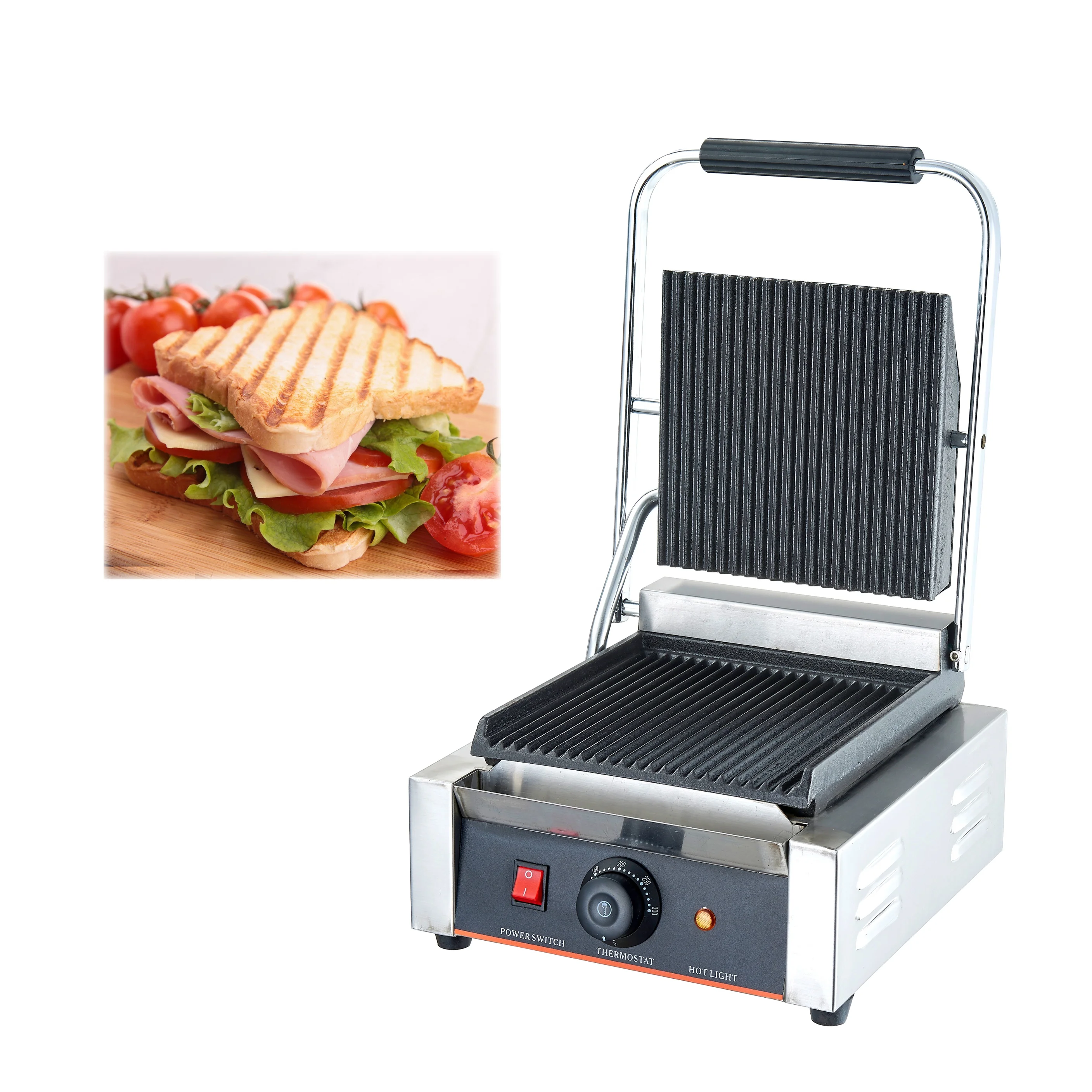Commercial Panini Griller Non-stick Sandwich Machine Stainless Steel Panini Grill
Commercial Panini Griller Non-stick Sandwich Machine Stainless Steel Panini Grill