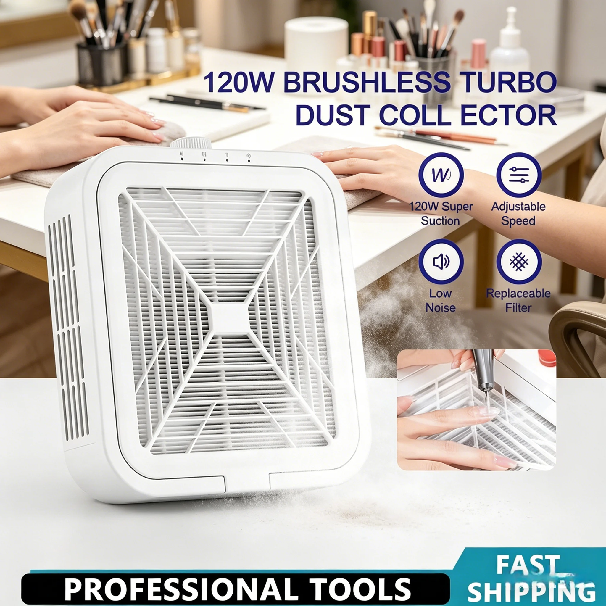 120W Super Suction Nail Dust Collector Powerful Brushless Nail Dust Extractor Nail Art Manicure Fan Vacuum Cleaner With 2 Filter
120W Super Suction Nail Dust Collector Powerful Brushless Nail Dust Extractor Nail Art Manicure Fan Vacuum Cleaner With 2 Filter