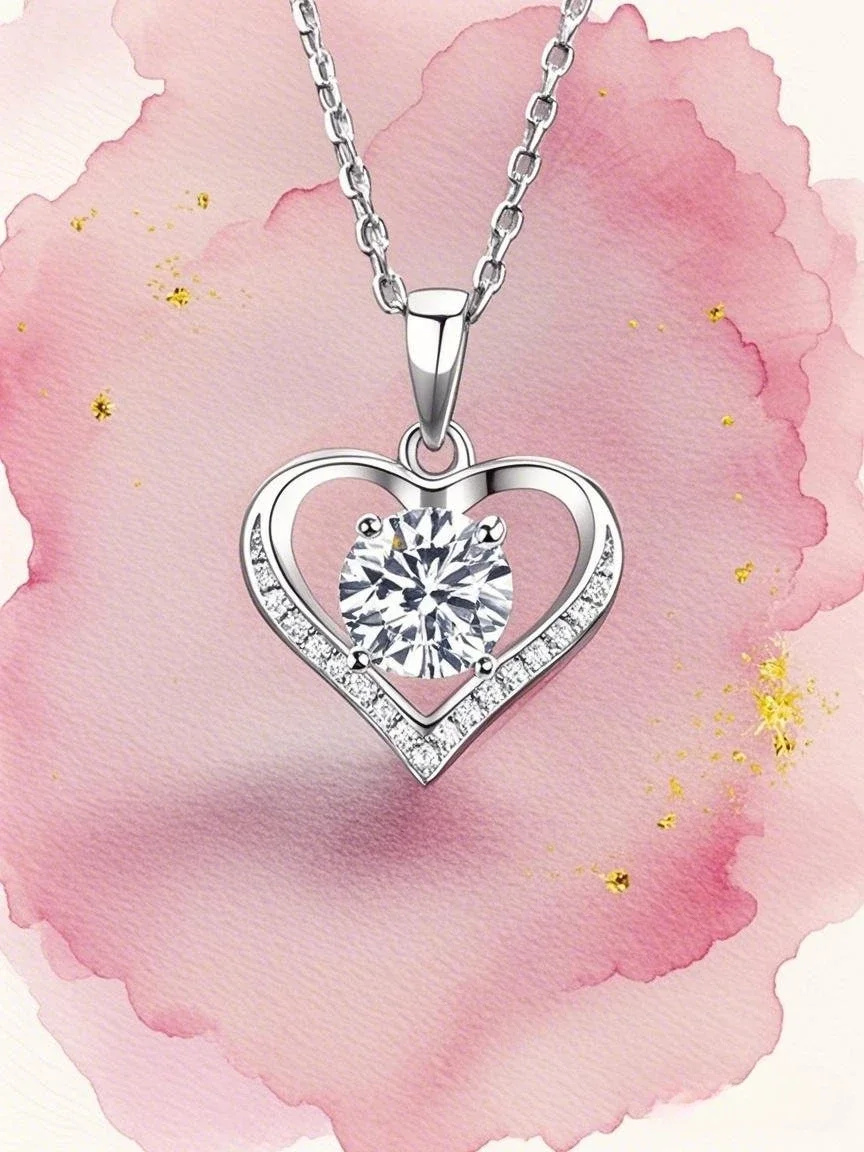 925 Sterling Silver Moissanite Romantic Heart-shaped Pendant Necklace GRA Certified
925 Sterling Silver Moissanite Romantic Heart-shaped Pendant Necklace GRA Certified