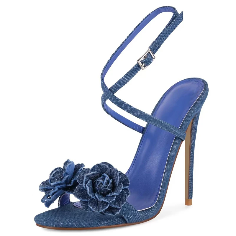 Denim Blue Flower Open Toe Stiletto Sandals Woman Summer 2026 Cross Ankle Strap Slingback High Heels Shoes for Party Wedding
Denim Blue Flower Open Toe Stiletto Sandals Woman Summer 2026 Cross Ankle Strap Slingback High Heels Shoes for Party Wedding