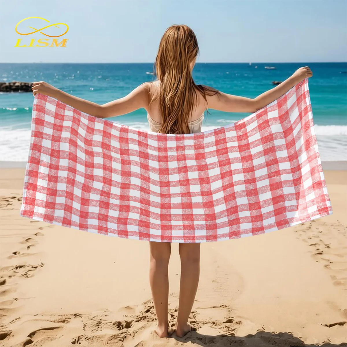 1pc Pink Plaid Beach Towel-Oversized, Absorbent Microfiber, Quick Dry, Ideal for Travel, Swimming, Surfing Bath Towel
1pc Pink Plaid Beach Towel-Oversized, Absorbent Microfiber, Quick Dry, Ideal for Travel, Swimming, Surfing Bath Towel