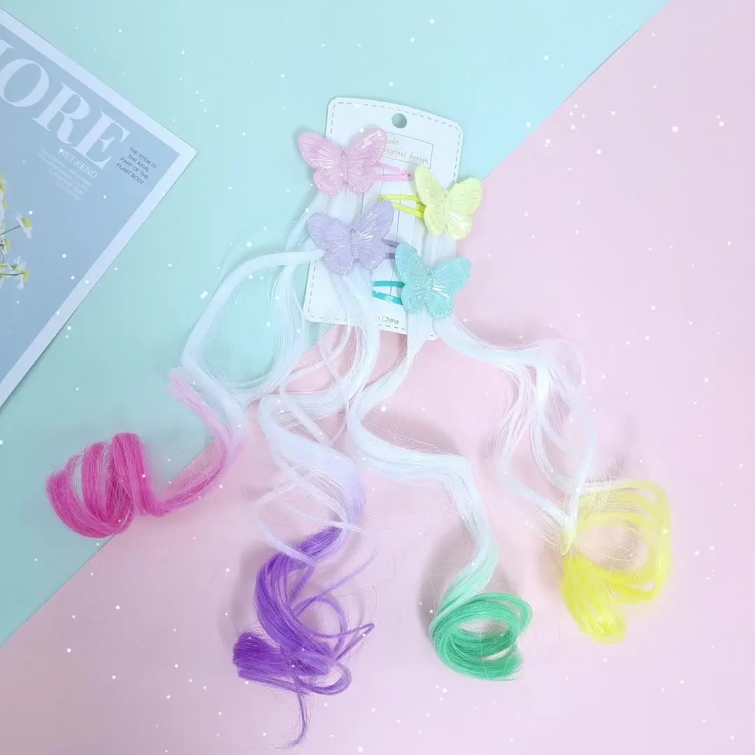 Four piece children's wig set, butterfly children's hair clip, princess sweet baby hair accessory, hair clip, curly hair, color
Four piece children's wig set, butterfly children's hair clip, princess sweet baby hair accessory, hair clip, curly hair, color
