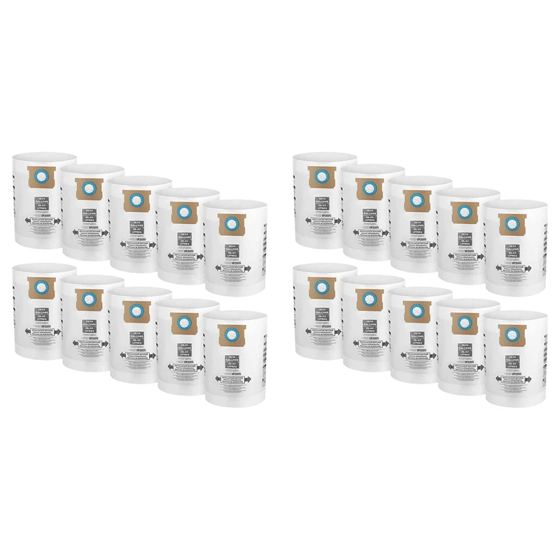 X17A 2025 NEW-20 Pack VF2005 Collection Filter Bags For Shop-Vac 9066200 10-14 Gallon Type F + Type I, Replace Part 90662 And 90
X17A 2025 NEW-20 Pack VF2005 Collection Filter Bags For Shop-Vac 9066200 10-14 Gallon Type F + Type I, Replace Part 90662 And 90