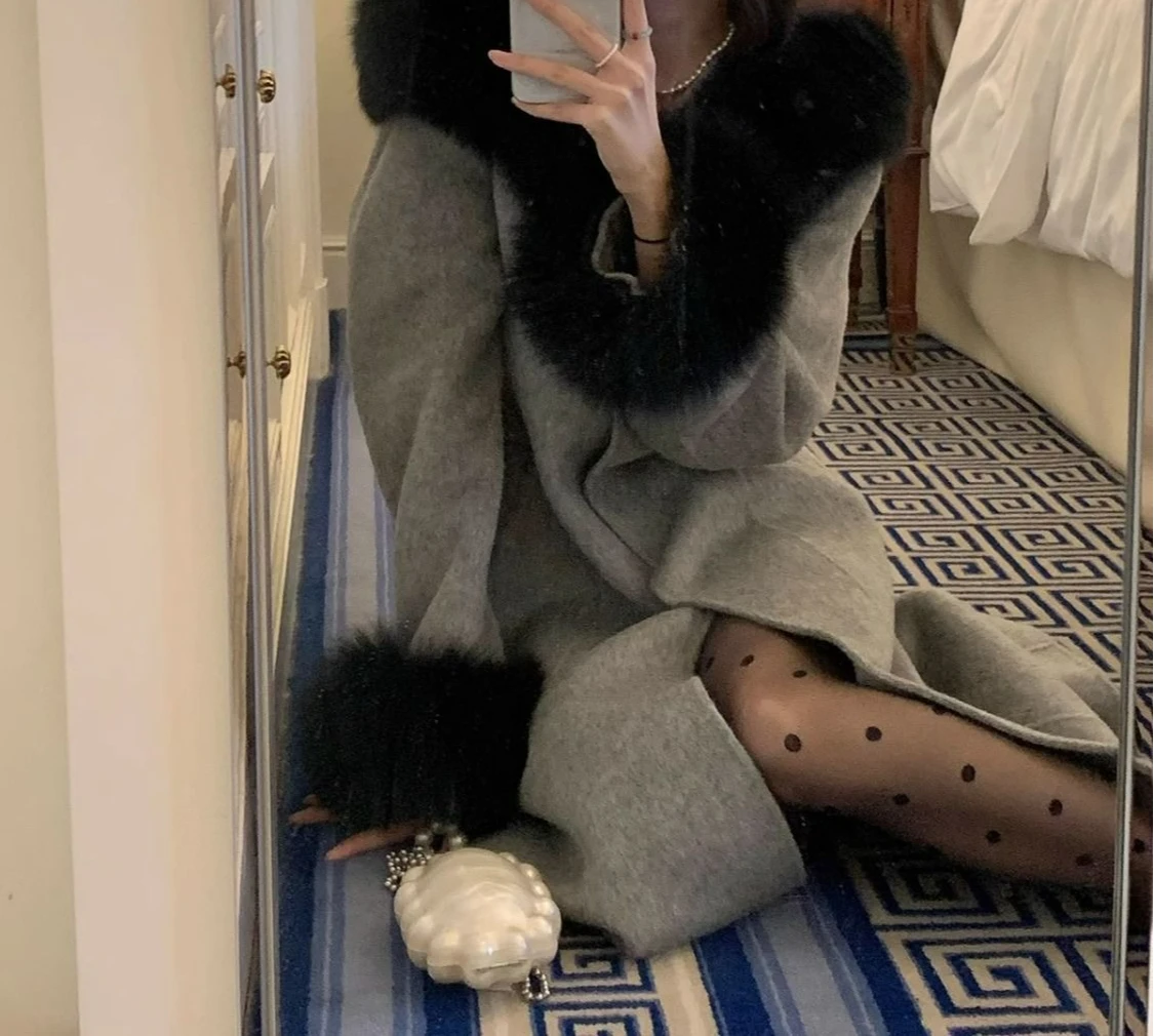 Gray Design Sense Cuff Patchwork Wool Coat Atmosphere Elegant Loose Casual Versatile Women's Coat
Gray Design Sense Cuff Patchwork Wool Coat Atmosphere Elegant Loose Casual Versatile Women's Coat