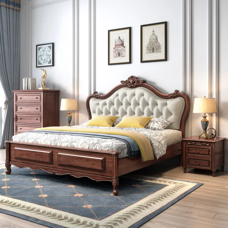 Retro Headboard Bedrooms Bed Couples Luxury Brown Double Frames Bases Bed Loft Storage Wooden Camas Matrimoniales Furniture
Retro Headboard Bedrooms Bed Couples Luxury Brown Double Frames Bases Bed Loft Storage Wooden Camas Matrimoniales Furniture