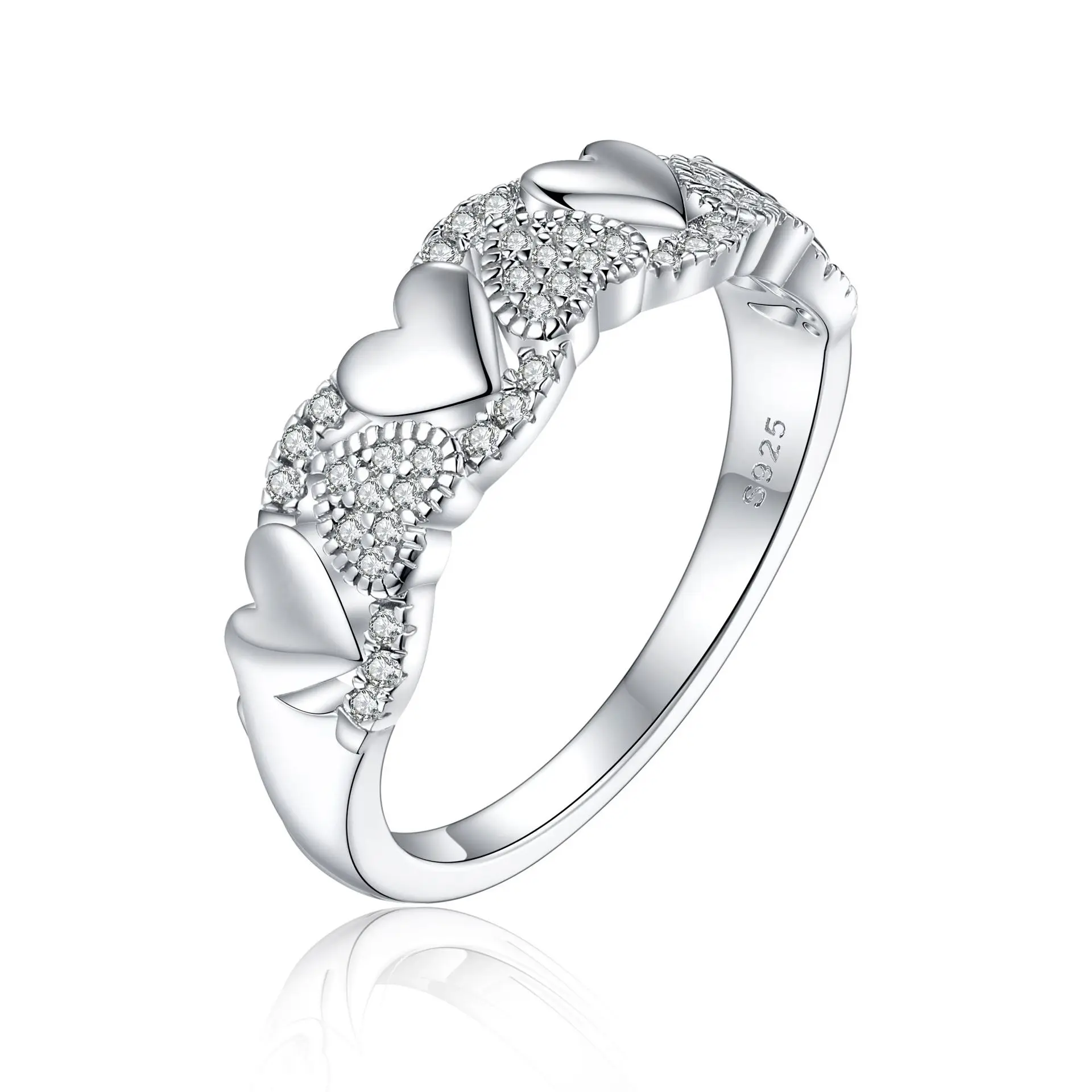 S925 pure silver plated 18K gold PT950 platinum jewelry ring, high-end light luxury love women's ring, Panyu silver jewelry
S925 pure silver plated 18K gold PT950 platinum jewelry ring, high-end light luxury love women's ring, Panyu silver jewelry