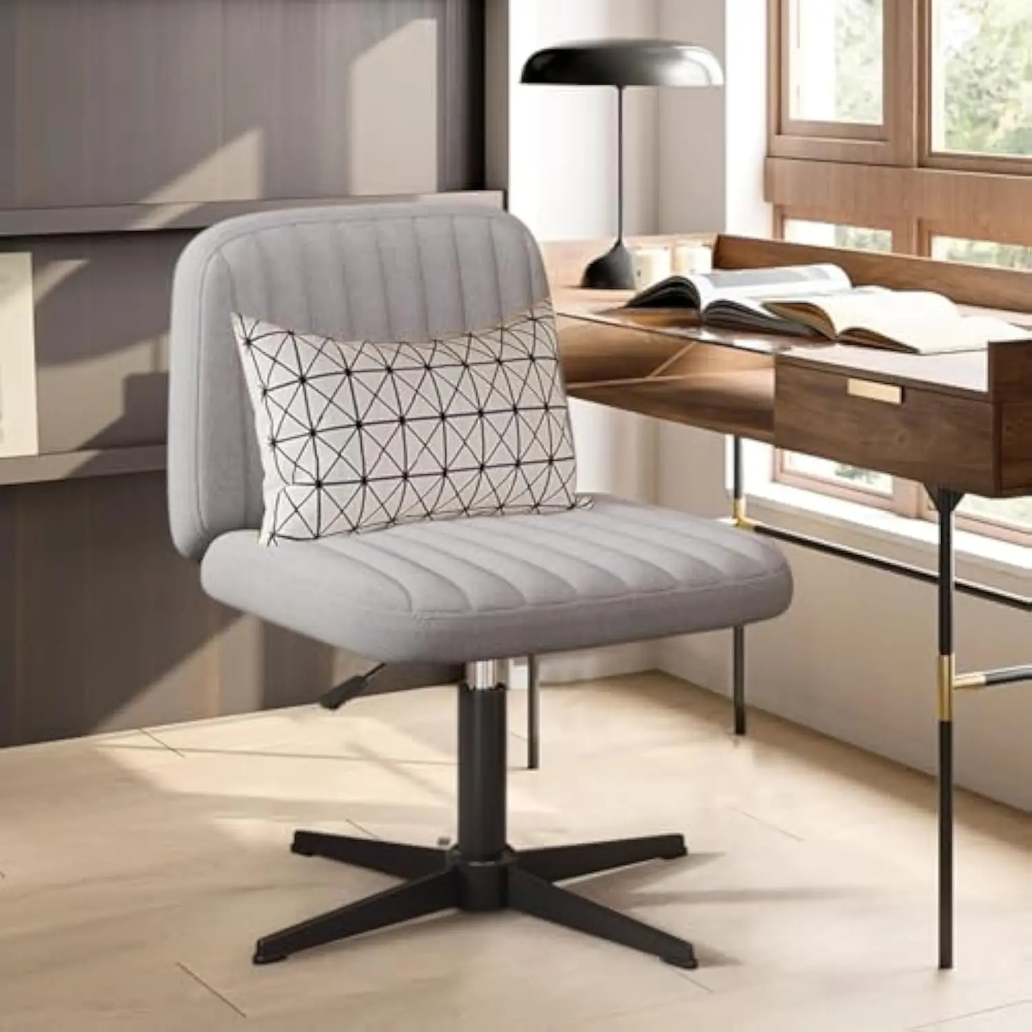 Armless Criss Cross Chair Comfy Office Chair with Lumbar Support Pillow Asjustable Height Home Office Desk Chair No Wheels Comp
Armless Criss Cross Chair Comfy Office Chair with Lumbar Support Pillow Asjustable Height Home Office Desk Chair No Wheels Comp