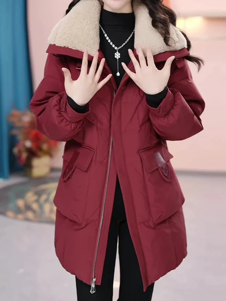 Women's Mid-Length Thickened Warm down Cotton Jacket Lamb Fur Splicing Bread Style Coat Korean Version Loose Fit Winter Outer...
Women's Mid-Length Thickened Warm down Cotton Jacket Lamb Fur Splicing Bread Style Coat Korean Version Loose Fit Winter Outer...