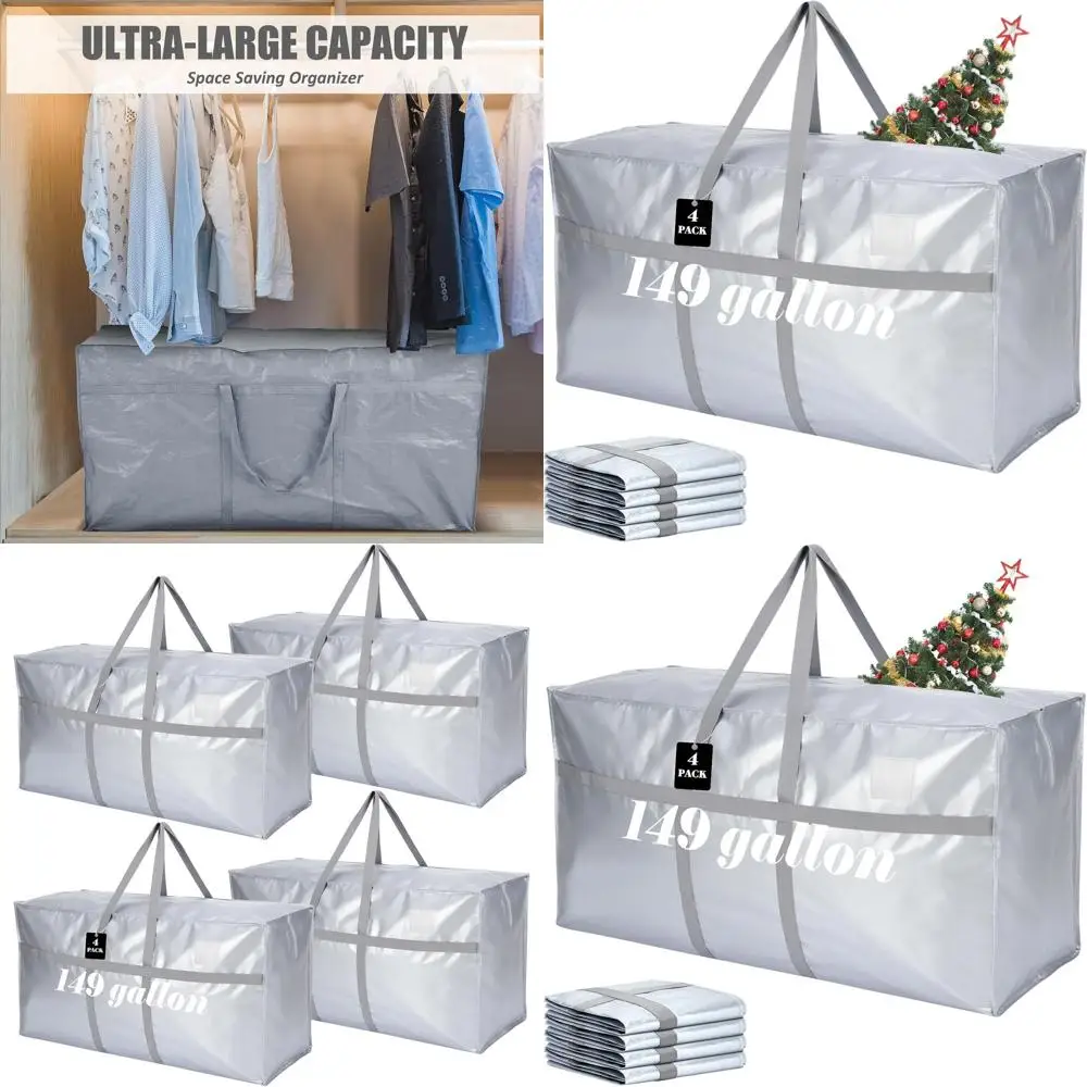 Large 149 Gallon XXL Moving Bags with Zipper and Handles, Foldable Heavy-Duty Totes for Christmas Trees, Storage Blankets (Silve
Large 149 Gallon XXL Moving Bags with Zipper and Handles, Foldable Heavy-Duty Totes for Christmas Trees, Storage Blankets (Silve