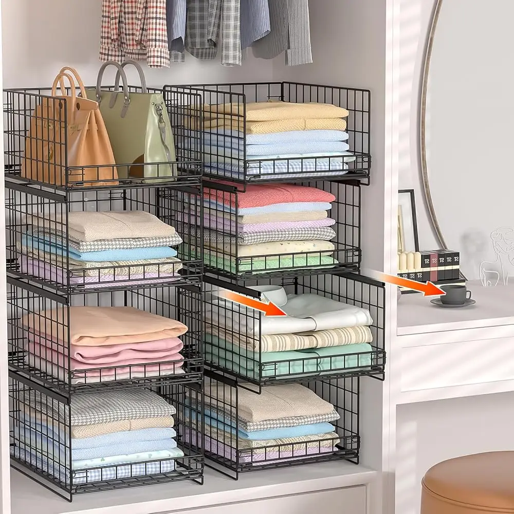 4-Tier Stackable Closet Organizers And Drawer Storage Shelves - Sliding Storage Bins For Jeans, Pants, And Sweaters - Wardrobe
4-Tier Stackable Closet Organizers And Drawer Storage Shelves - Sliding Storage Bins For Jeans, Pants, And Sweaters - Wardrobe