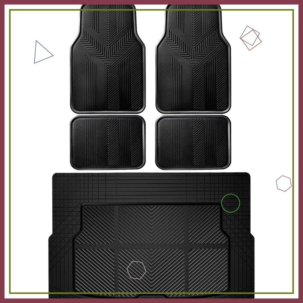 Universal Car Floor Mats & Cargo Liner Full Set, Waterproof Anti-Slip Rubber Trim for All Weather Protection, 5-Piece Black
Universal Car Floor Mats & Cargo Liner Full Set, Waterproof Anti-Slip Rubber Trim for All Weather Protection, 5-Piece Black