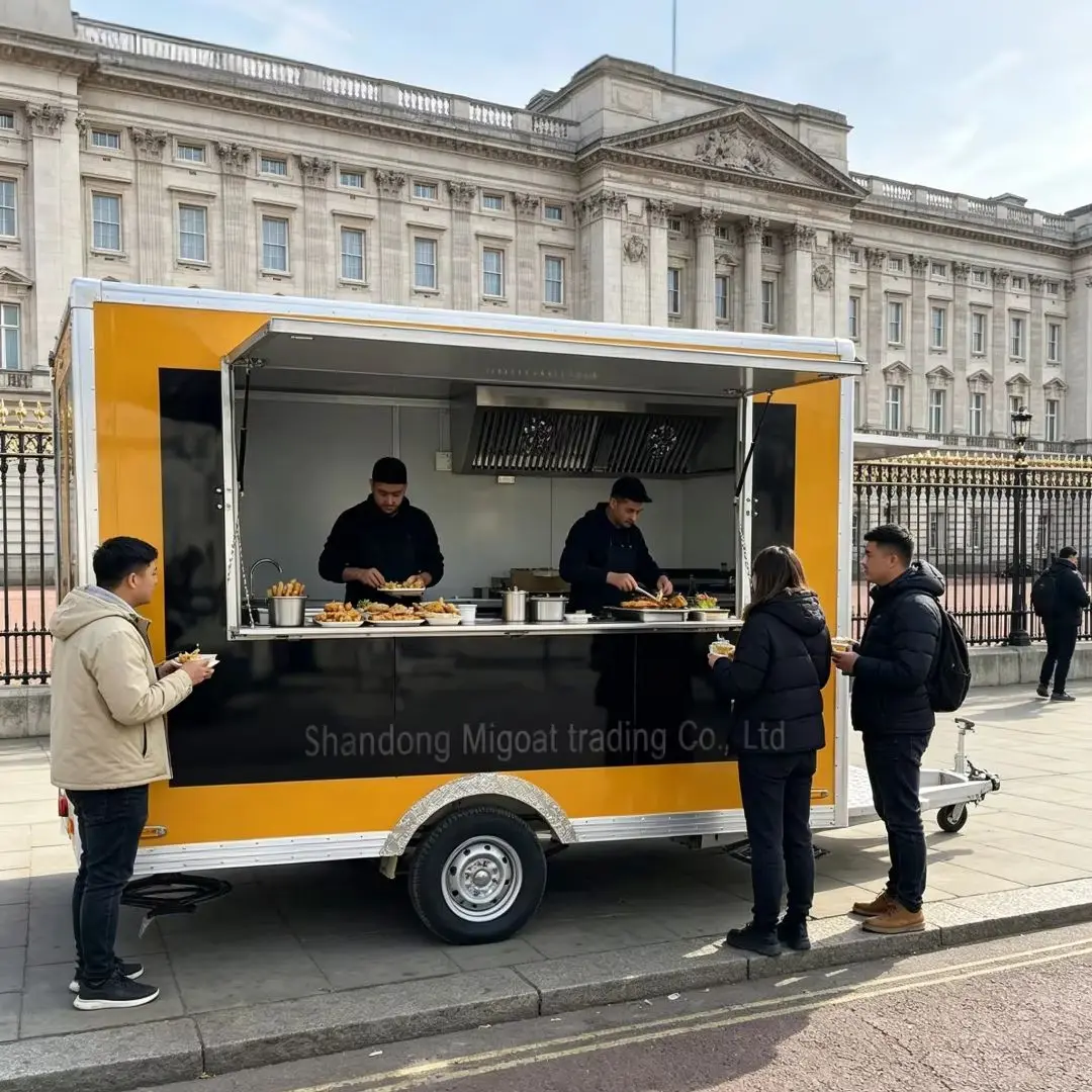 Yellow Black Pre-built Food Trailer Mobile Cart for Burgers Fries Tacos Street Food & Food Truck Festival
Yellow Black Pre-built Food Trailer Mobile Cart for Burgers Fries Tacos Street Food & Food Truck Festival