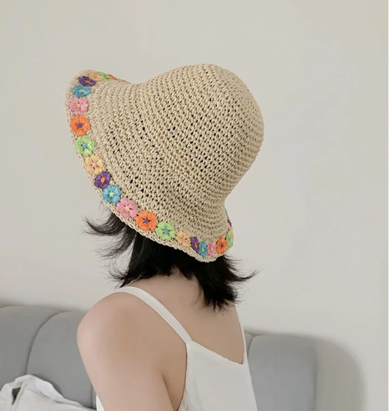 Summer Flower Straw Sun Hat Women Crochet Bucket Hat Women Foldable Panama Cap Sun Cap Flower Vacation Beach Hat
Summer Flower Straw Sun Hat Women Crochet Bucket Hat Women Foldable Panama Cap Sun Cap Flower Vacation Beach Hat