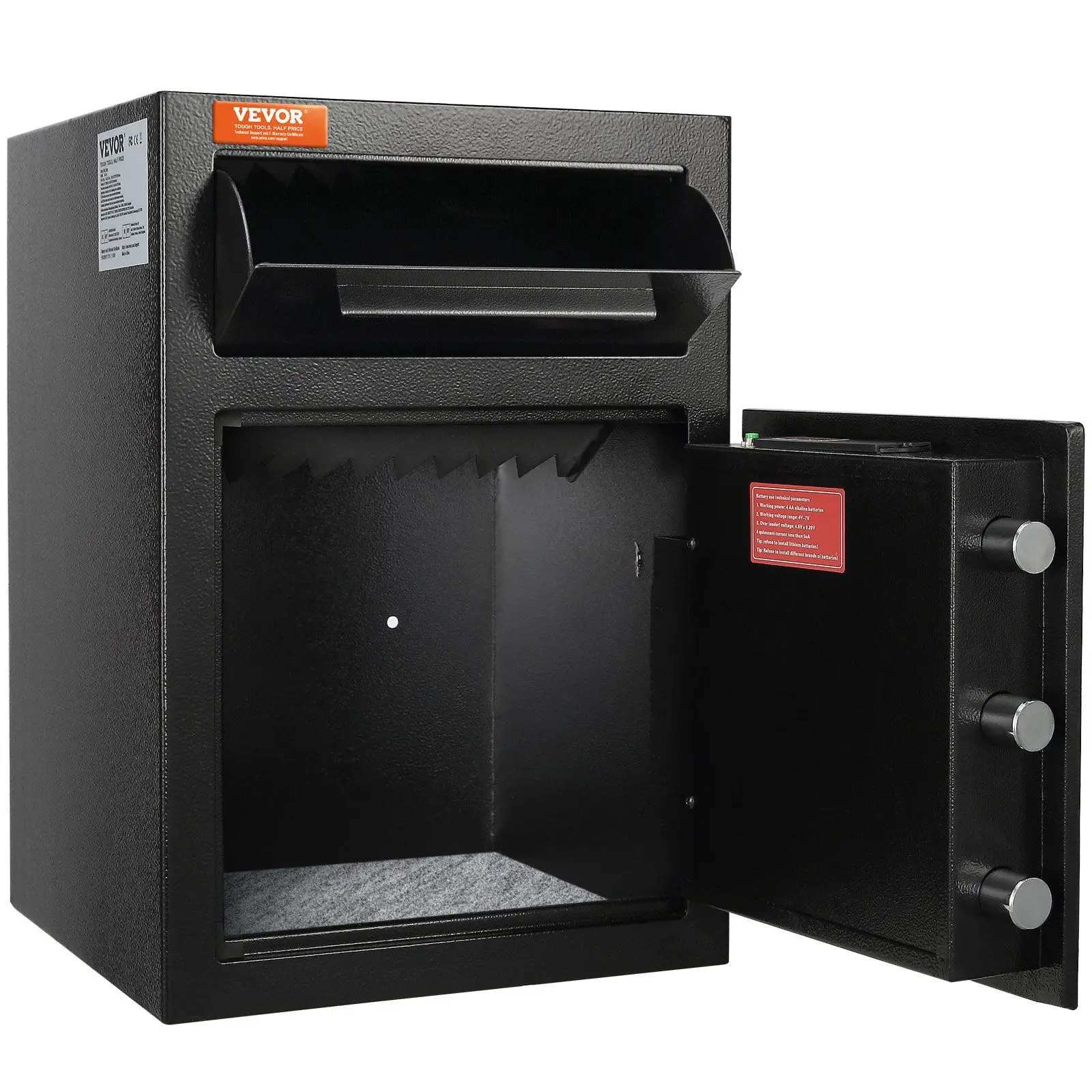 VEVOR 2.5 Cub Depository Safe, Deposit Safe with Drop Slot, Electronic Code Lock and 2 Emergency Keys, 20.27'' x 13.97'' x 13.97
VEVOR 2.5 Cub Depository Safe, Deposit Safe with Drop Slot, Electronic Code Lock and 2 Emergency Keys, 20.27'' x 13.97'' x 13.97