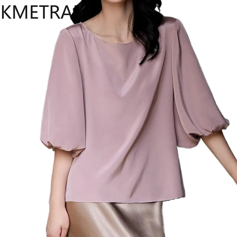 KMETRAM 90% Mulberry Silk Women T Shirts Elegant Lilac Purple T Shirt O-Neck Bubble Sleeve Summer Tops Woman Clothes 2026 ropa
KMETRAM 90% Mulberry Silk Women T Shirts Elegant Lilac Purple T Shirt O-Neck Bubble Sleeve Summer Tops Woman Clothes 2026 ropa