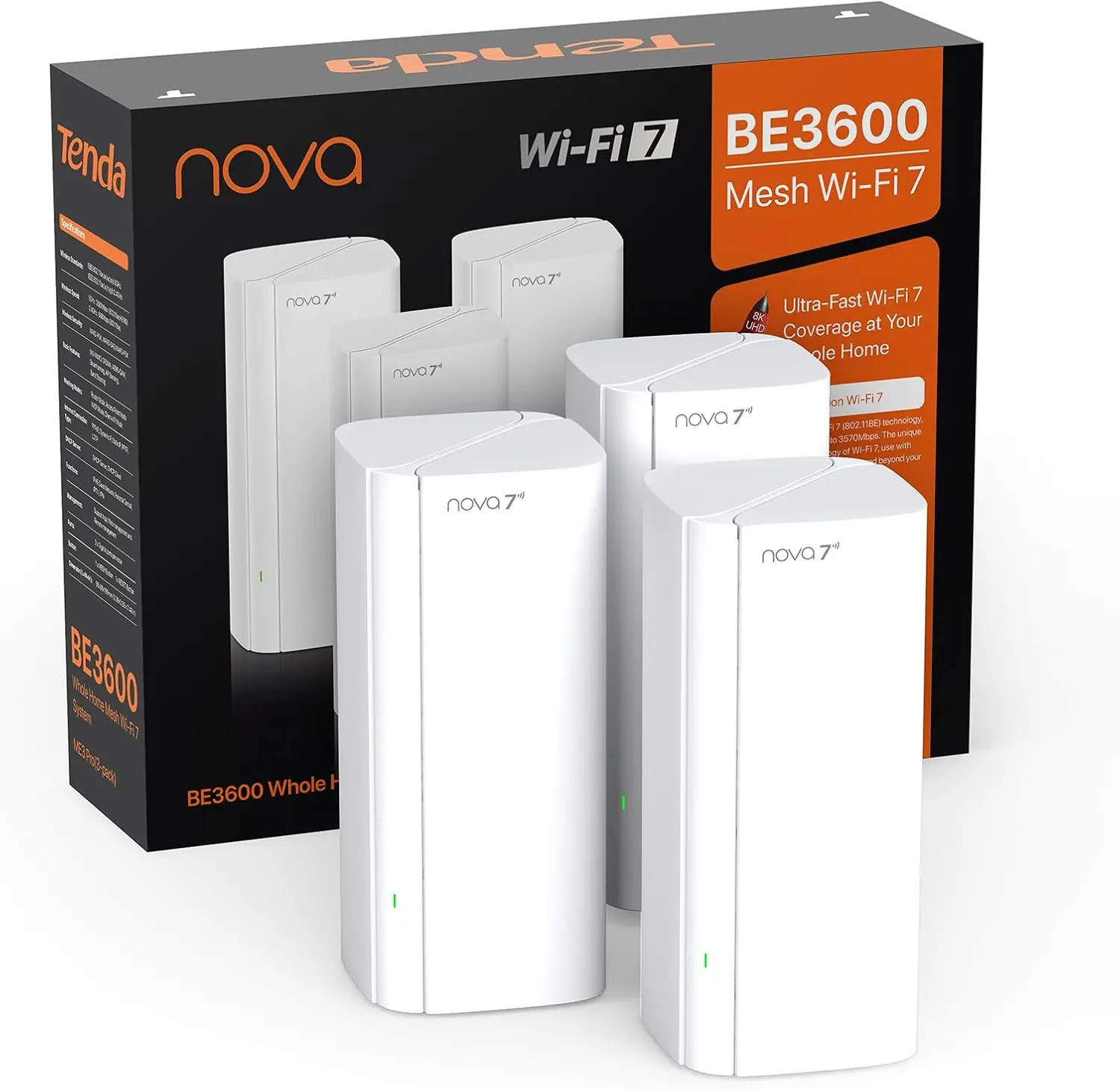 Tenda BE3600 WiFi7 Mesh System ME3 Pro Wireless Router Dual-Band WAN LAN Wi-Fi7 Mesh Wifi Range Extender WIFI7 Network Repeater
Tenda BE3600 WiFi7 Mesh System ME3 Pro Wireless Router Dual-Band WAN LAN Wi-Fi7 Mesh Wifi Range Extender WIFI7 Network Repeater