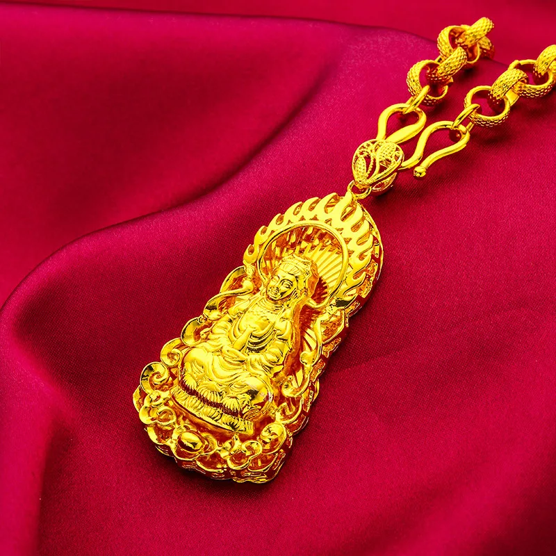 24K Gold Avalokiteshvara Necklace AU999 Pure Gold, 3D Avalokiteshvara sculpture with bold lines, exuding masculinity and dignity
24K Gold Avalokiteshvara Necklace AU999 Pure Gold, 3D Avalokiteshvara sculpture with bold lines, exuding masculinity and dignity