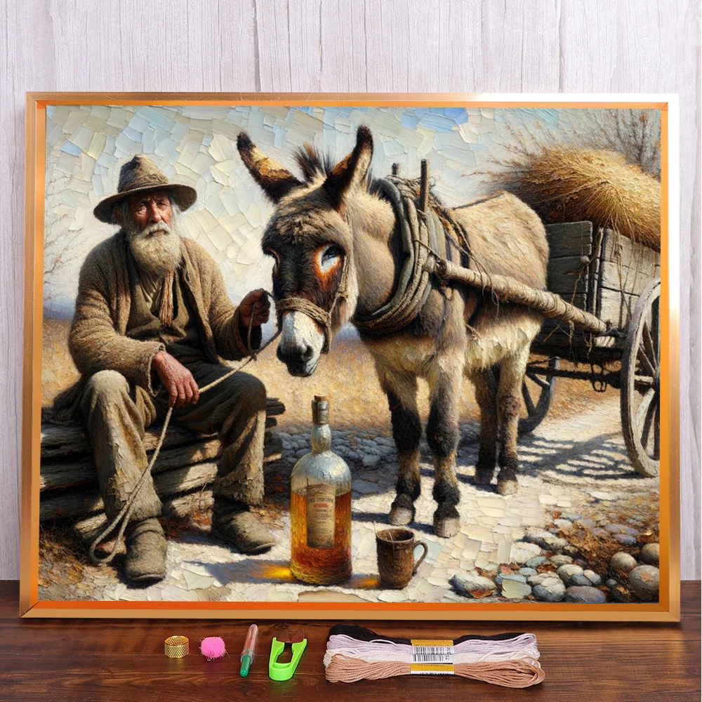 Old Man And Donkey Printed Fabric Cross-Stitch Embroidery Full Kit Handiwork Craft Needlework Hobby For Adults Wholesale Design
Old Man And Donkey Printed Fabric Cross-Stitch Embroidery Full Kit Handiwork Craft Needlework Hobby For Adults Wholesale Design