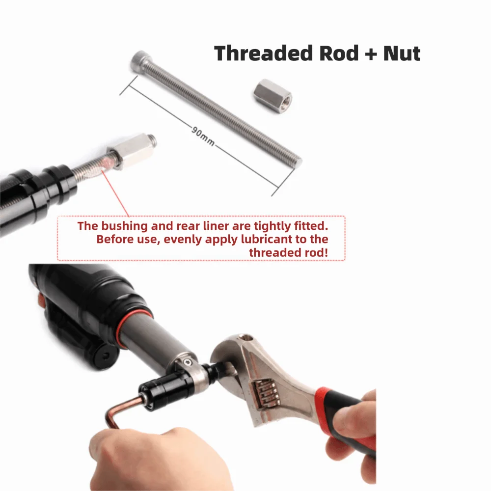 Stainless Steel and Aluminum Alloy Mountain Bike Suspension Shock Tool Black Easy Installation Bushing Removal Tool
Stainless Steel and Aluminum Alloy Mountain Bike Suspension Shock Tool Black Easy Installation Bushing Removal Tool