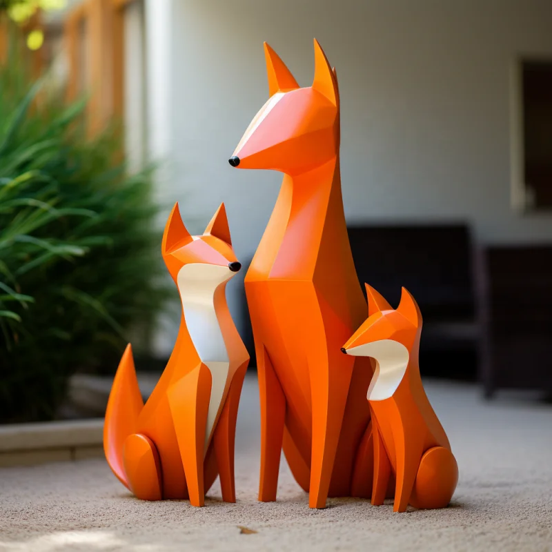 Modern Outdoor Garden Landscape Metal Design Animal Geometric Orange Fox Statue Life-size Stainless Steel Foxes Sculpture
Modern Outdoor Garden Landscape Metal Design Animal Geometric Orange Fox Statue Life-size Stainless Steel Foxes Sculpture