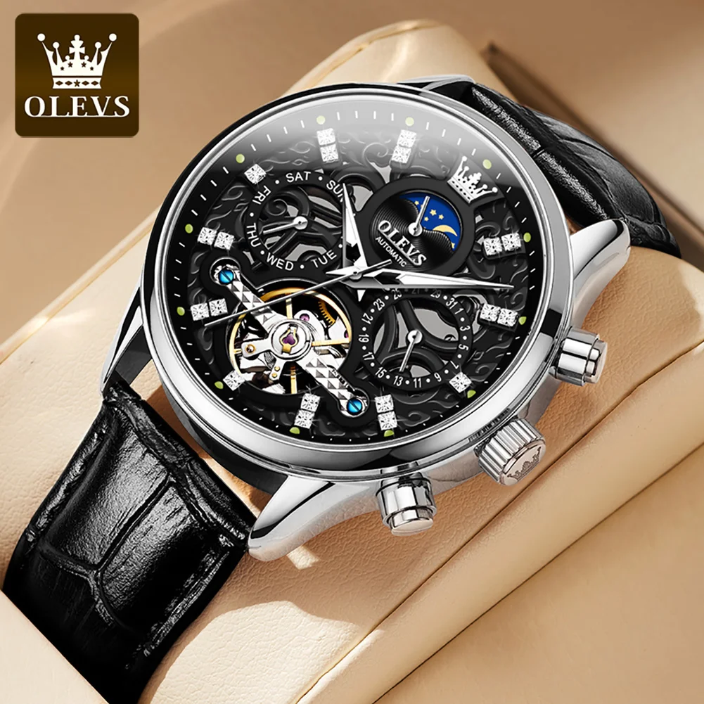 OLEVS 6658 Automatic Mechanical Watch for Man Leather Strap Waterproof Moon Phase Business Dress Men's Watches
OLEVS 6658 Automatic Mechanical Watch for Man Leather Strap Waterproof Moon Phase Business Dress Men's Watches