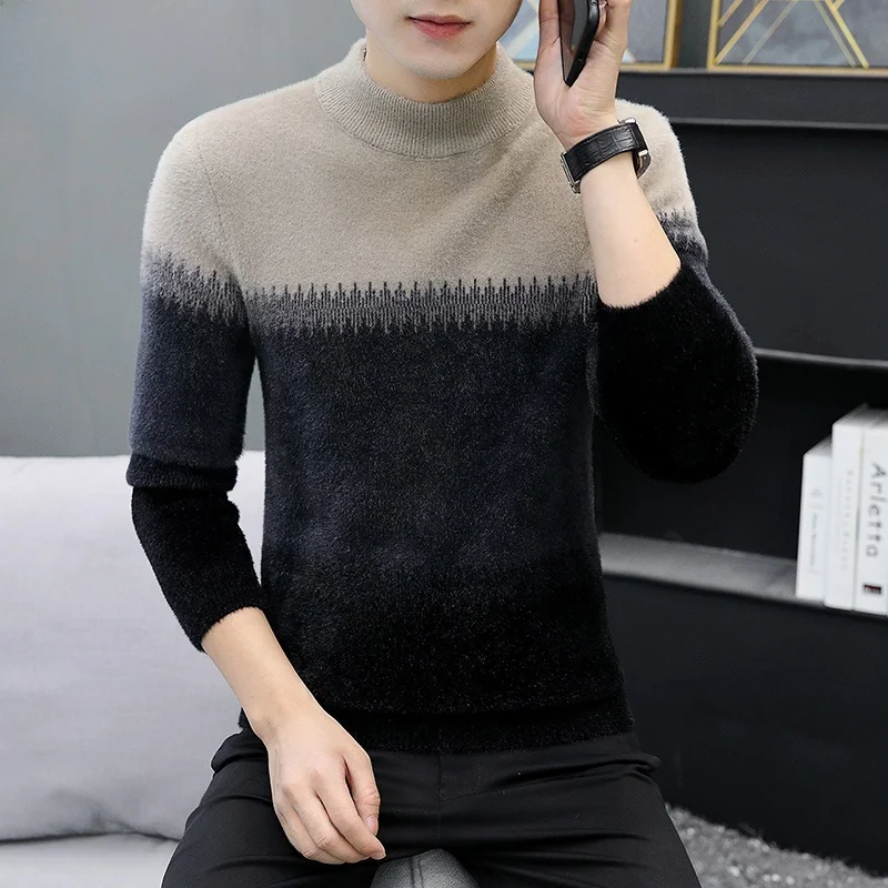 Мужской вязаный свитер с высоким воротником, утолщенный, мягкий, свободный, из плюшевого вельвета, зимний, повседневный, с длинными рукавами
Мужской вязаный свитер с высоким воротником, утолщенный, мягкий, свободный, из плюшевого вельвета, зимний, повседневный, с длинными рукавами