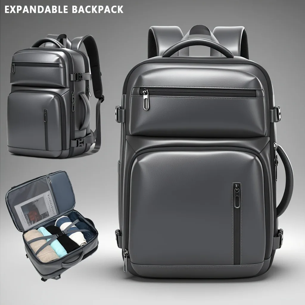 Men's anti-theft expandable backpack - Large-capacity laptop bag, expandable design, multiple compartments and zipper pockets, t
Men's anti-theft expandable backpack - Large-capacity laptop bag, expandable design, multiple compartments and zipper pockets, t