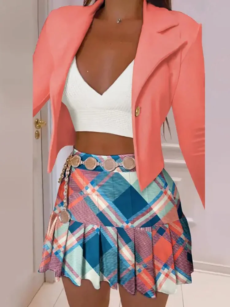 2022 New Women Slim Fit 2PCS Matching Set Summer Long Sleeve Short Top Mini Pleated Skirt Ladies Outfit Streetwear Dropshipping
2022 New Women Slim Fit 2PCS Matching Set Summer Long Sleeve Short Top Mini Pleated Skirt Ladies Outfit Streetwear Dropshipping