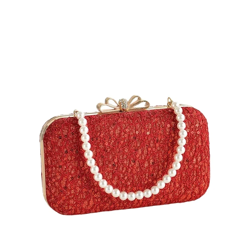 Elegant Women's Red Evening Bags Fashion Bow Lace Sequin Clutch Bag Wedding Party Pearls Straps Handbag Vintage Square Purses
Elegant Women's Red Evening Bags Fashion Bow Lace Sequin Clutch Bag Wedding Party Pearls Straps Handbag Vintage Square Purses