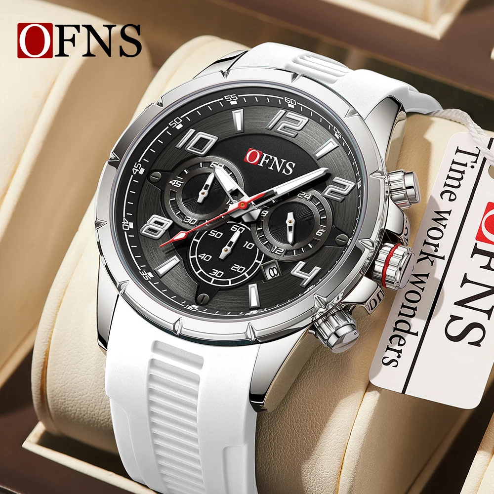 OFNS Новые 8027, модные деловые мужские кварцевые часы, трехглазый шестиконтактный хронограф, календарь, ночник, водонепроницаемые мужские часы
OFNS Новые 8027, модные деловые мужские кварцевые часы, трехглазый шестиконтактный хронограф, календарь, ночник, водонепроницаемые мужские часы