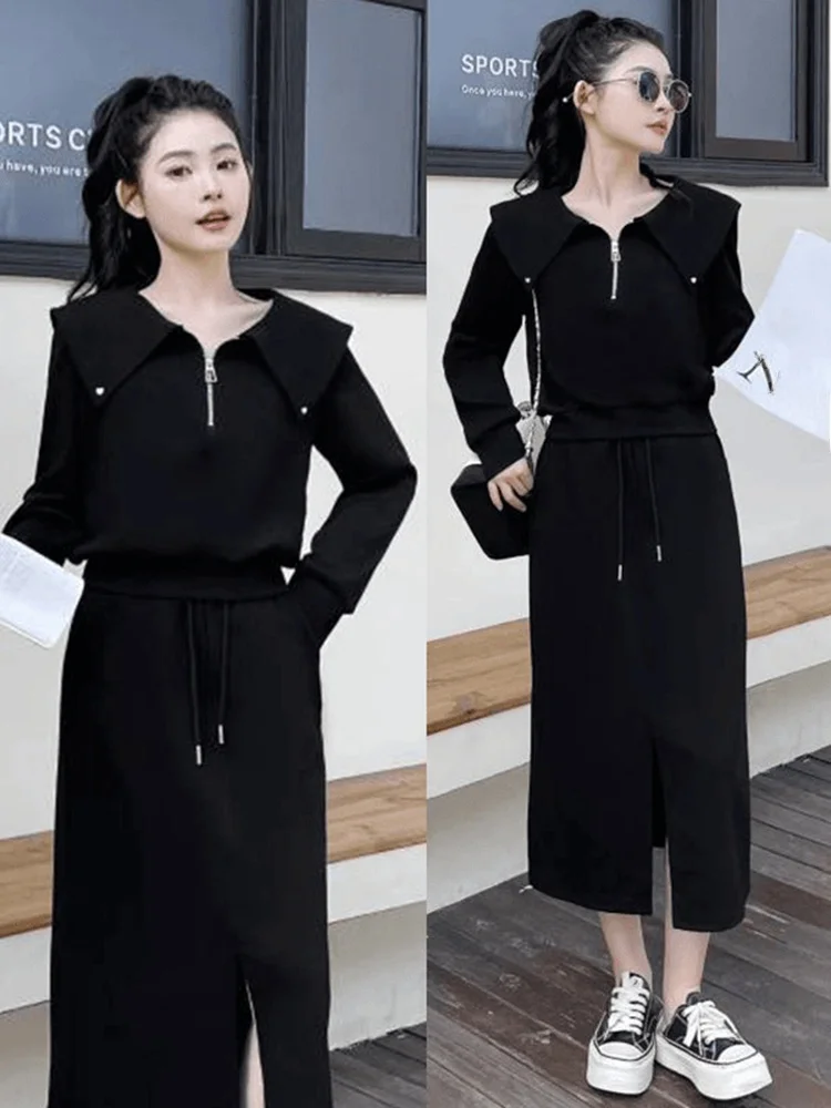 Stylish Sweatshirt Set Dress Women's Mid-Length Asymmetrical Hem Two-Piece Suit Autumn New Arrival Loose Fit Fashionable
Stylish Sweatshirt Set Dress Women's Mid-Length Asymmetrical Hem Two-Piece Suit Autumn New Arrival Loose Fit Fashionable