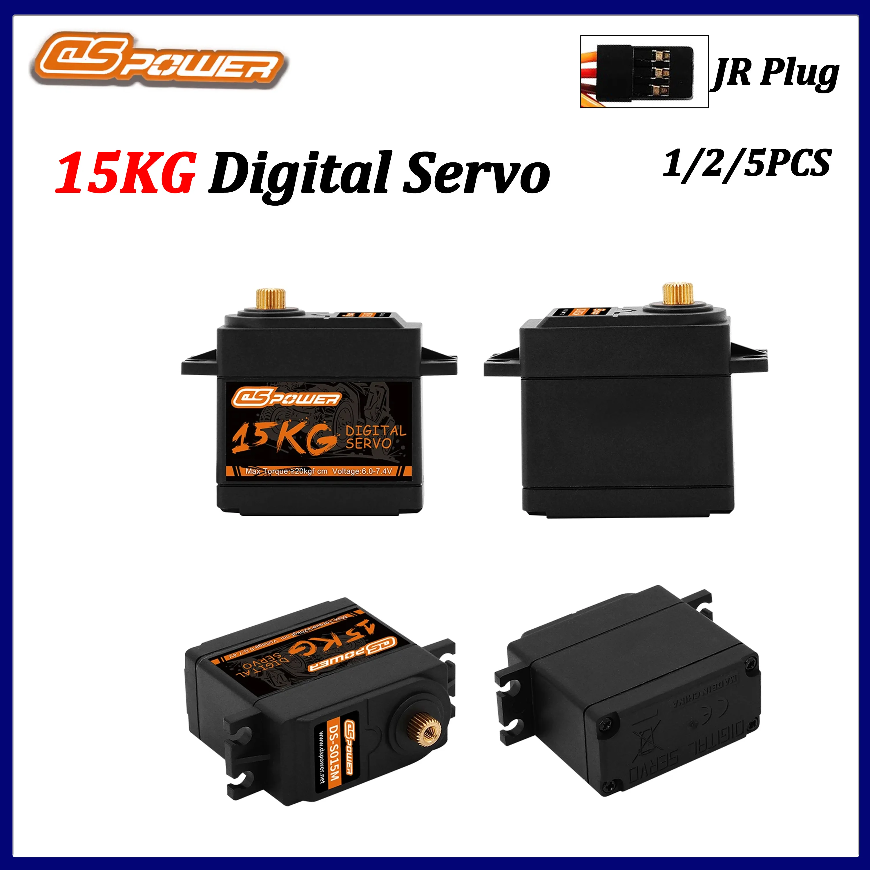 DSPOWER 15KG Digital Servo Metal Gear Core Motor for 1/8 1/10 RC Car Drift Truck Crawler Tank Toy Accessories Axial SCX10 Wltoys
DSPOWER 15KG Digital Servo Metal Gear Core Motor for 1/8 1/10 RC Car Drift Truck Crawler Tank Toy Accessories Axial SCX10 Wltoys