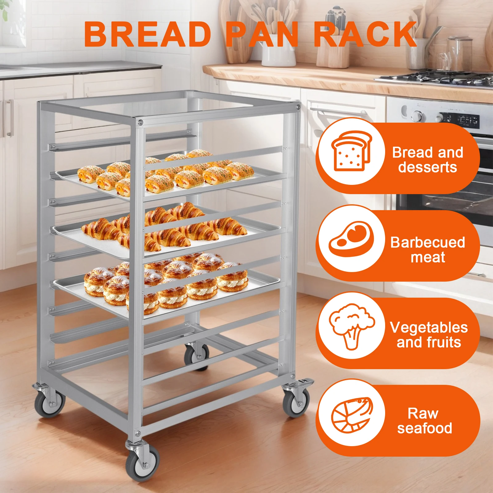 Commercial Aluminium Bun Rack 9 Pan 3 Inch Spacing with Wheels Aluminum Bakery Rack for Commercial Baking and Bakers
Commercial Aluminium Bun Rack 9 Pan 3 Inch Spacing with Wheels Aluminum Bakery Rack for Commercial Baking and Bakers