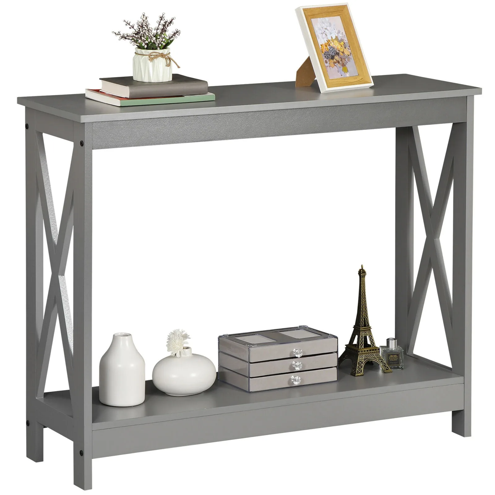 US 2-Tier Console Table x-Design Entryway Sofa Side Table for Living Room Grey
US 2-Tier Console Table x-Design Entryway Sofa Side Table for Living Room Grey