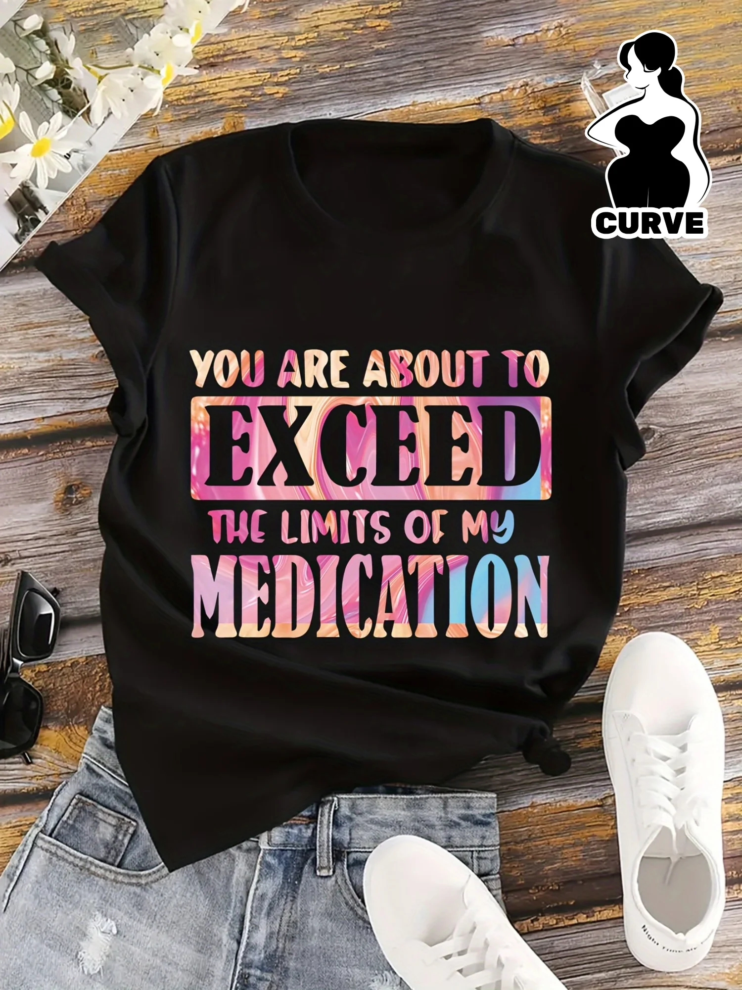 Plus Size - Plus Size Women'S Plus Size Gradient "EXCEED" Print T-Shirt - Short Sleeve Crew Neck Casual Top
Plus Size - Plus Size Women'S Plus Size Gradient "EXCEED" Print T-Shirt - Short Sleeve Crew Neck Casual Top